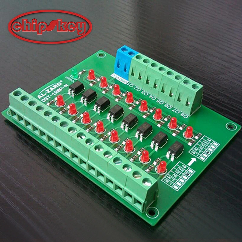8 Channel 24V to 5V Optocoupler Isolation Module PLC Signal Level Voltage Conversion Board NPN Output DST-1R8P-N