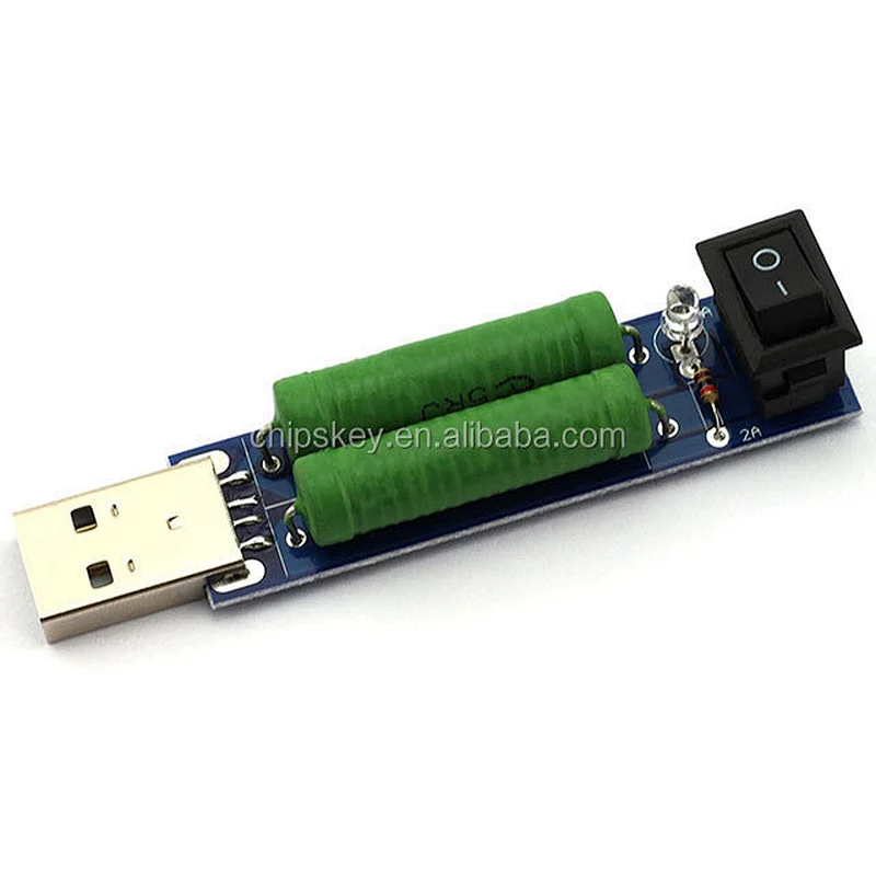 USB Load Tester Discharge Resistance USB Charge Current Detection USB Mini Discharge Load Resistor 2A / 1A Switch