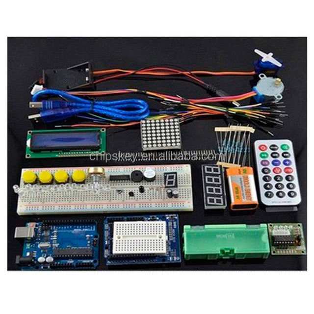 Development Board Starter Kit (1602 LCD Servo Motor Dot Matrix Breadboard LED)