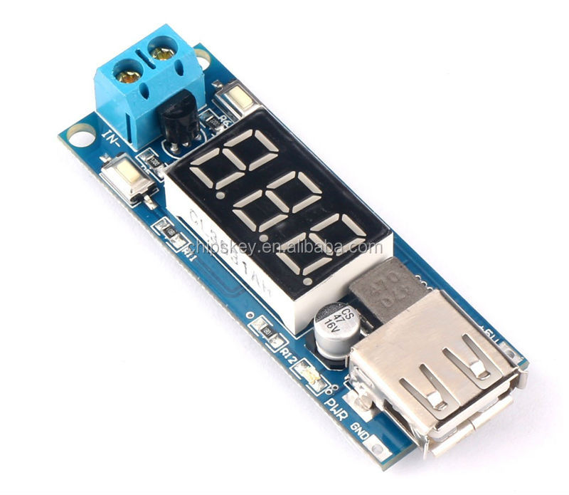 DC/DC BUCK Converter Regulator 4.5-40V 12V To 5V/2A USB Charger Voltmeter Display