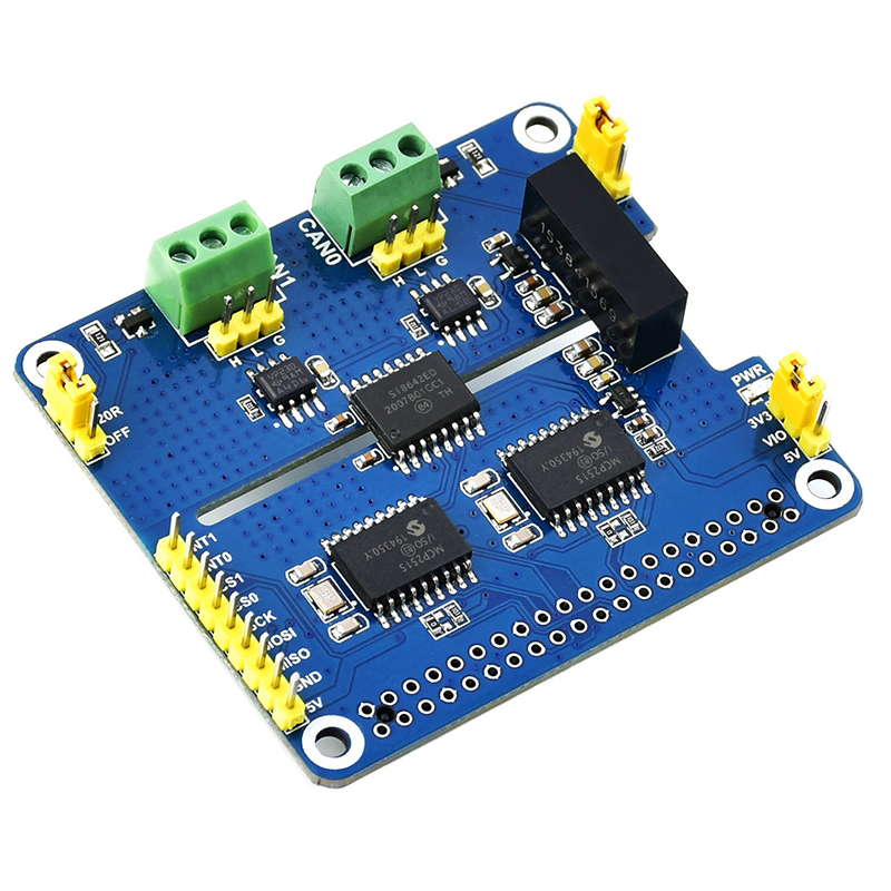 2-Channel Isolated CAN Expansion HAT for Raspberry Pi Dual Chips Solution