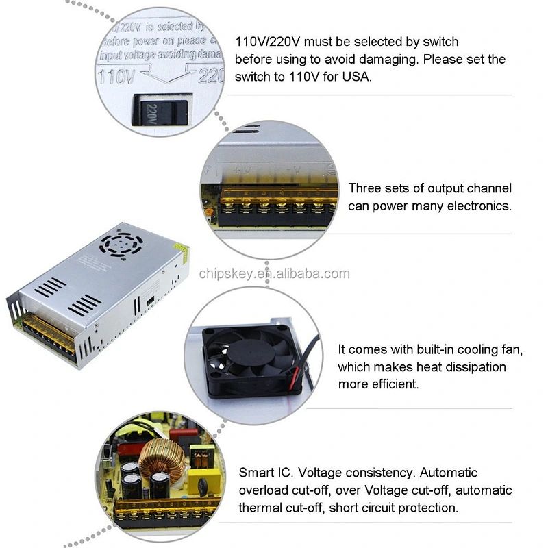 AC to DC Power Supply 220V AC to DC 12V 30A For 3D Printer