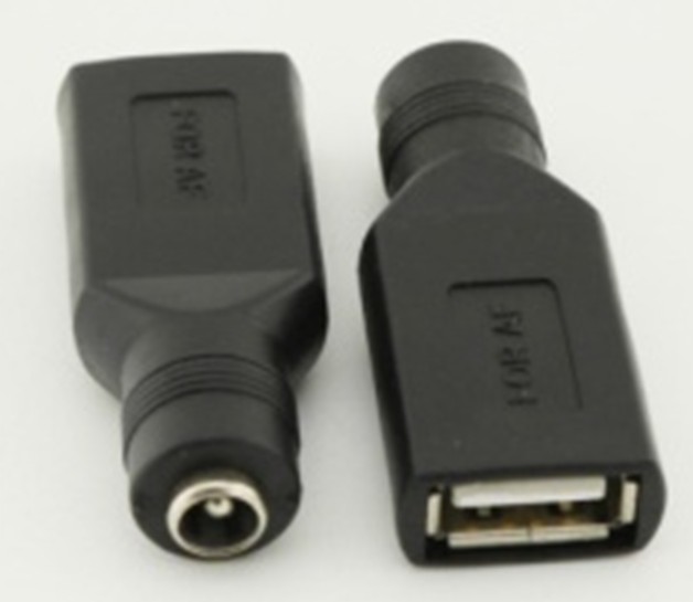 USB Female to 5.5mm x 2.1mm Female DC Power Converter Charger Adapter Connector