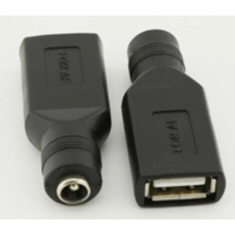 USB Female to 5.5mm x 2.1mm Female DC Power Converter Charger Adapter Connector
