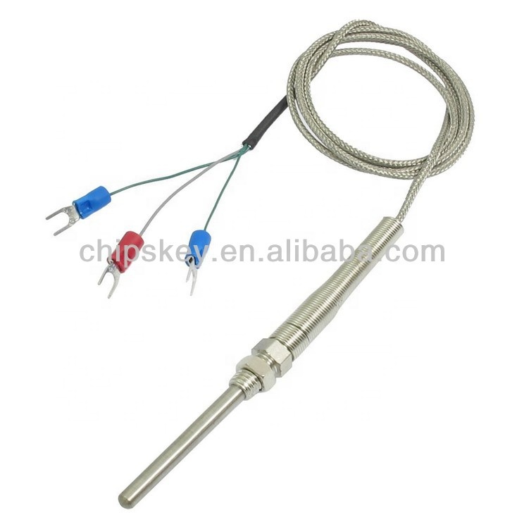 Liquid Measuring 50mm x 5mm PT100 Type Earth Thermocouple Probe 1 Meter 3.3ft