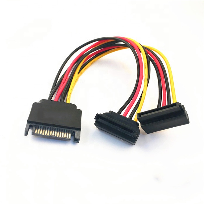 15 Pin SATA Male to 2 SATA Splitter Female Power Cable