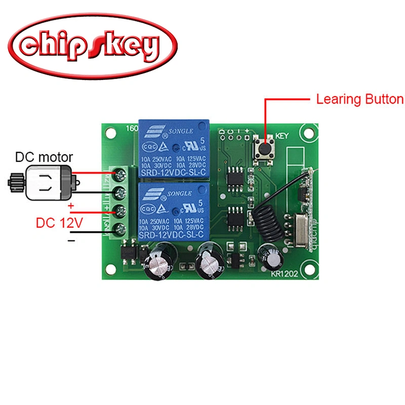 DC 12V 2 Channel Learning Code Relay Receiver + Professional Wireless Remote Control Transmitter 433MHz with White Case