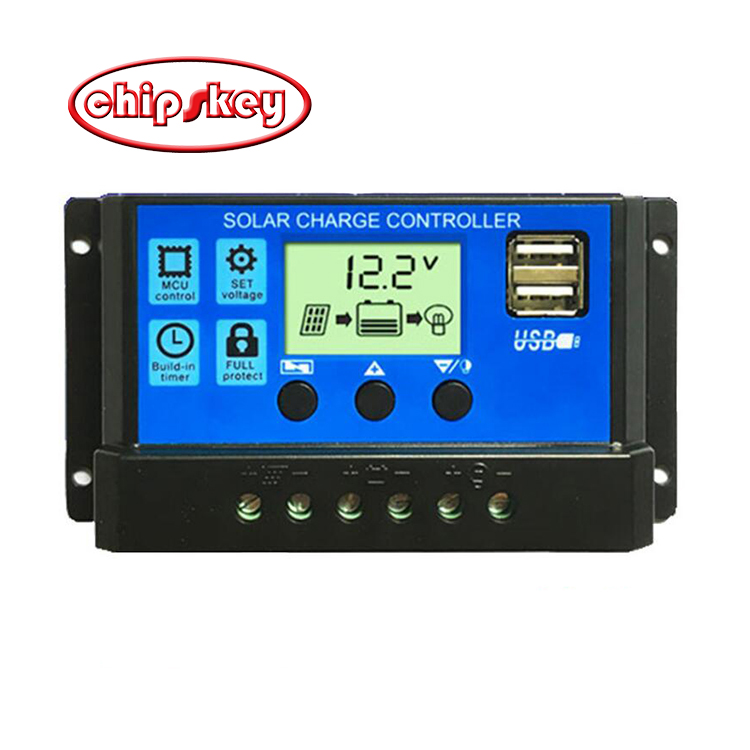 Auto PWM Solar charge controller with LCD double USB output 30A 12V/24V