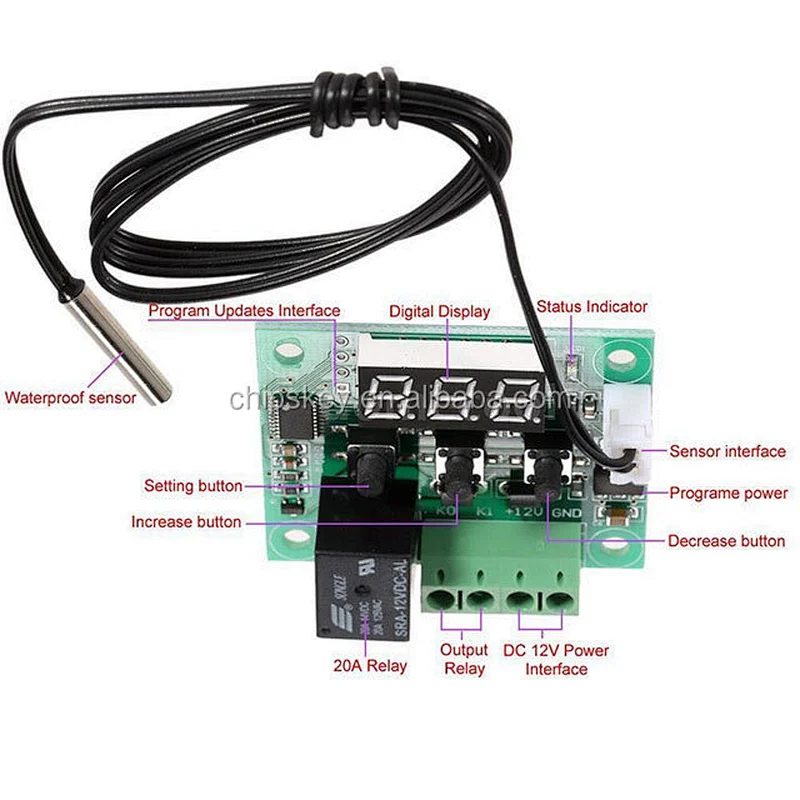 XH-W1209 12V DC Digital Cooling/Heating Thermostat Temp Control Temperature Controller 10A Relay With Waterproof Sens Precisi