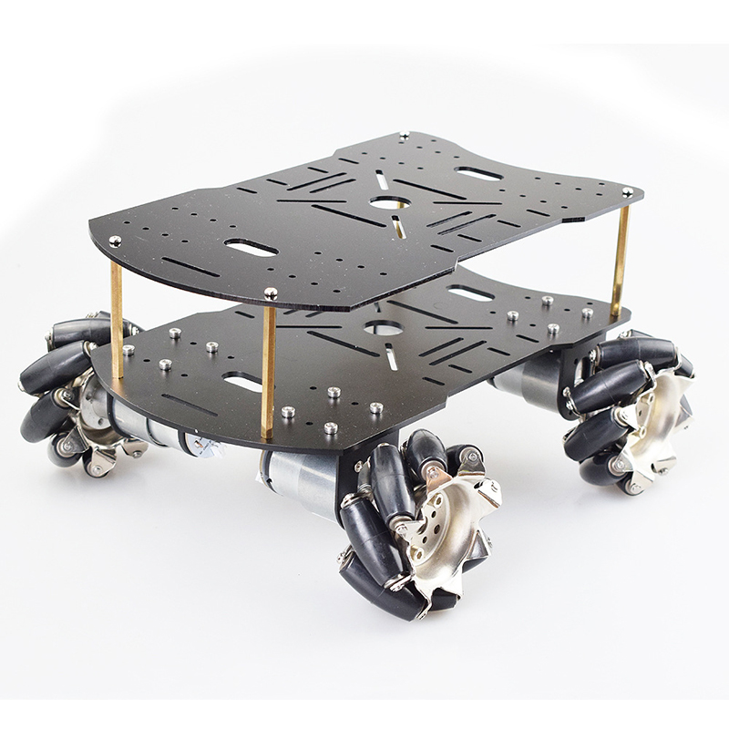 Double layer 4WD 80mm Mecanum Wheel RC Robot Car Chassis with DC 12V Encoder Motor Raspberry Pi DIY Project STEM Toy