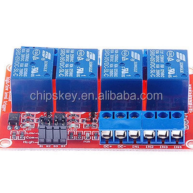 4 Channel 5V/9V/12V/24V relay with Optcoupter , each Channel can cutover high/low Level For Arduinos