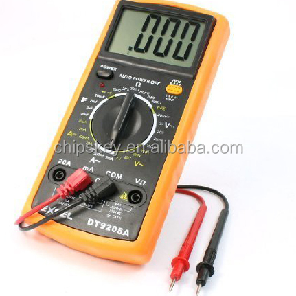 DT9205A LCD Display Ammeter Voltmeter Ohmmeter Capacimeter Multitester w Lead