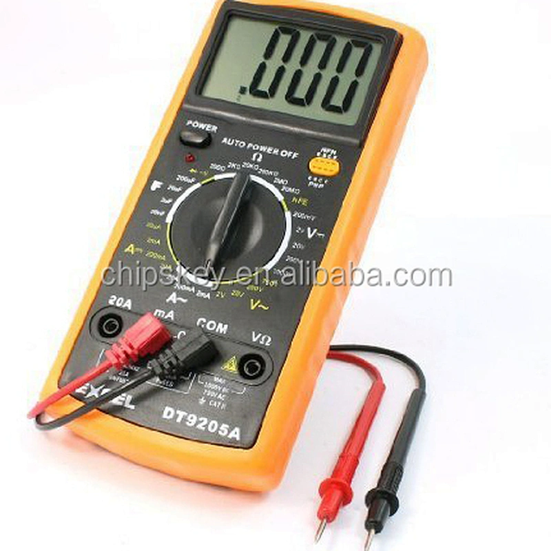 DT9205A LCD Display Ammeter Voltmeter Ohmmeter Capacimeter Multitester w Lead