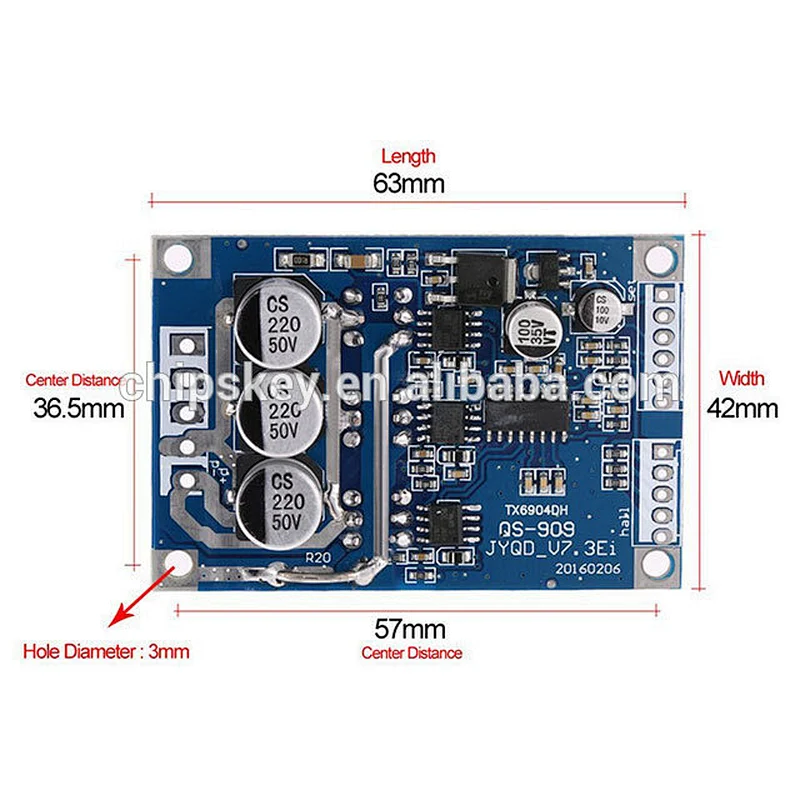 JYQD-V7.3E DC 12V 24V 36V 500W Brushless Motor Controller Hall Balanced Car Driver Board