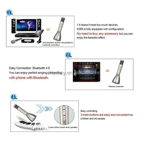 K068 Mini Karaoke Player Wireless Condenser Microphone with Mic Speaker KTV Singing Record for Smart Phones Computer Gloden