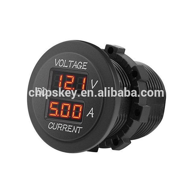ROUND Automotive voltmeter + ammeter