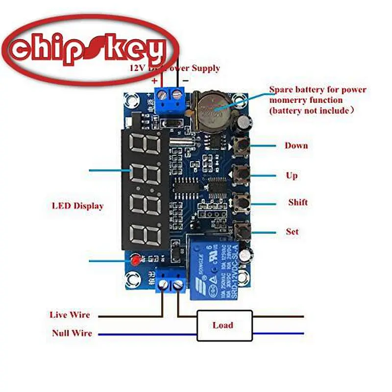 Chipskey XH-M196 12V Clock Timer Controller 24H Timing Three Groups Time Memory Control Module