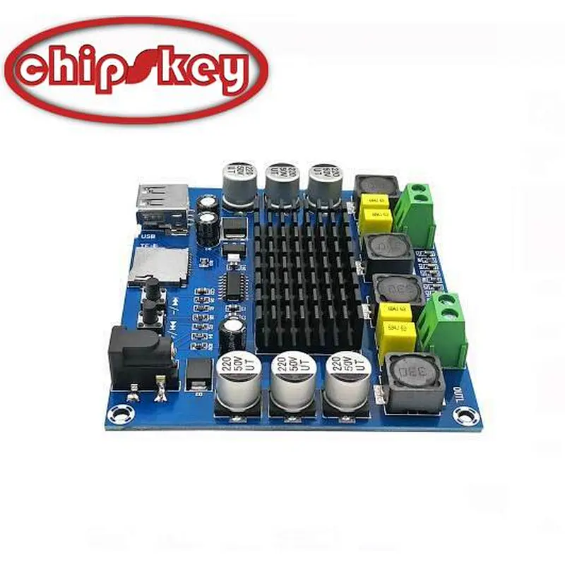 XH-M565 12V TO 24V 50W dual-channel high-power digital power amplifier board integrated USB and TF card