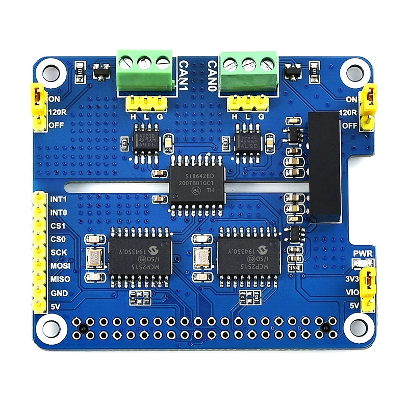 2-Channel Isolated CAN Expansion HAT for Raspberry Pi Dual Chips Solution