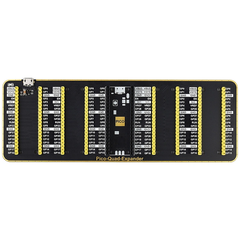 Quad GPIO Expander for Raspberry Pi Pico Four Sets of Male Headers USB Power Connector
