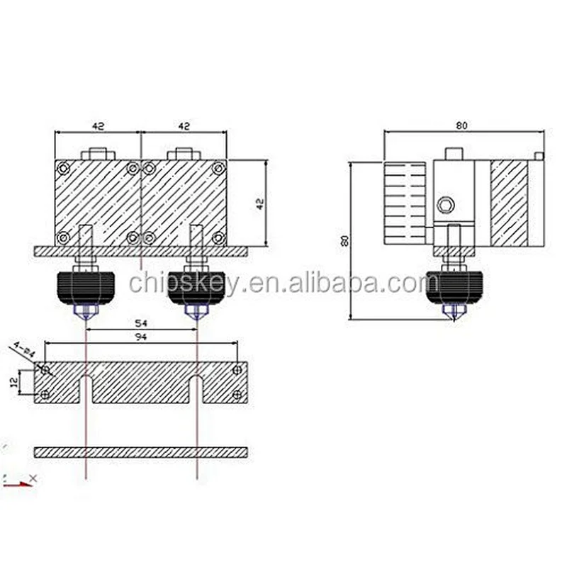 0.2mm/0.3mm/0.4mm Dual-Head Nozzle Extruder 3D Printer Print Dual-Head for 3D Printer