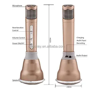 K068 Mini Karaoke Player Wireless Condenser Microphone with Mic Speaker KTV Singing Record for Smart Phones Computer Gloden