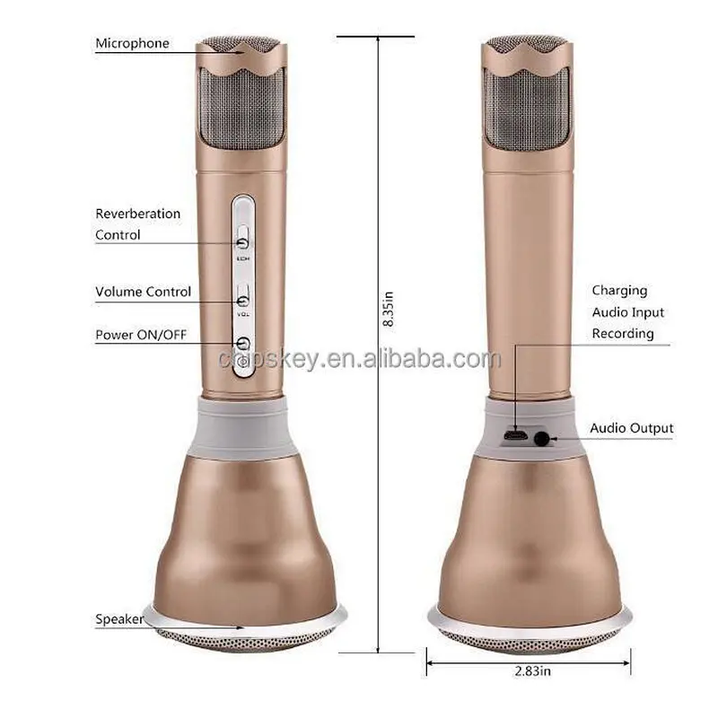 K068 Mini Karaoke Player Wireless Condenser Microphone with Mic Speaker KTV Singing Record for Smart Phones Computer Gloden