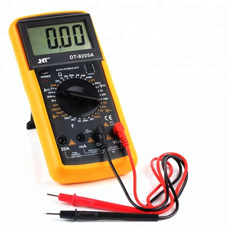 DT9205A LCD Display Ammeter Voltmeter Ohmmeter Capacimeter Multitester w Lead