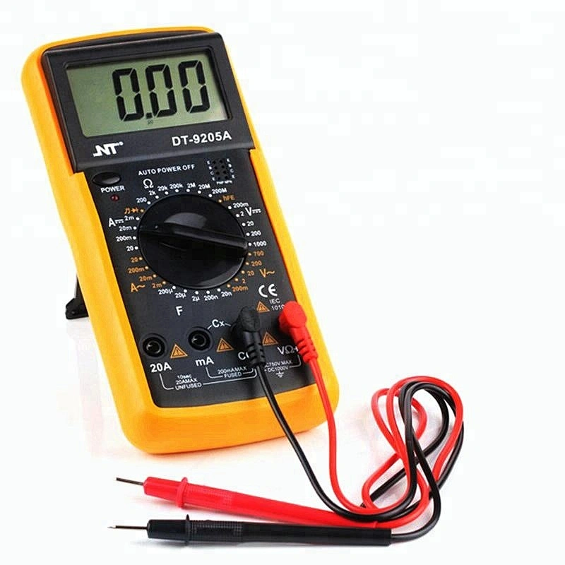 DT9205A LCD Display Ammeter Voltmeter Ohmmeter Capacimeter Multitester w Lead