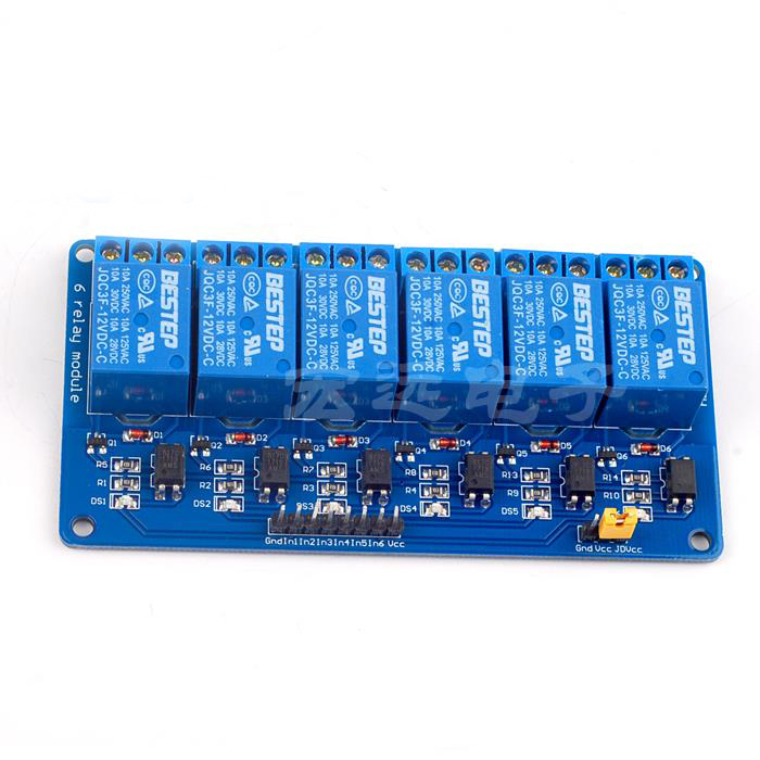 12V 6Channels Optocoupler isolation Relay Low Level