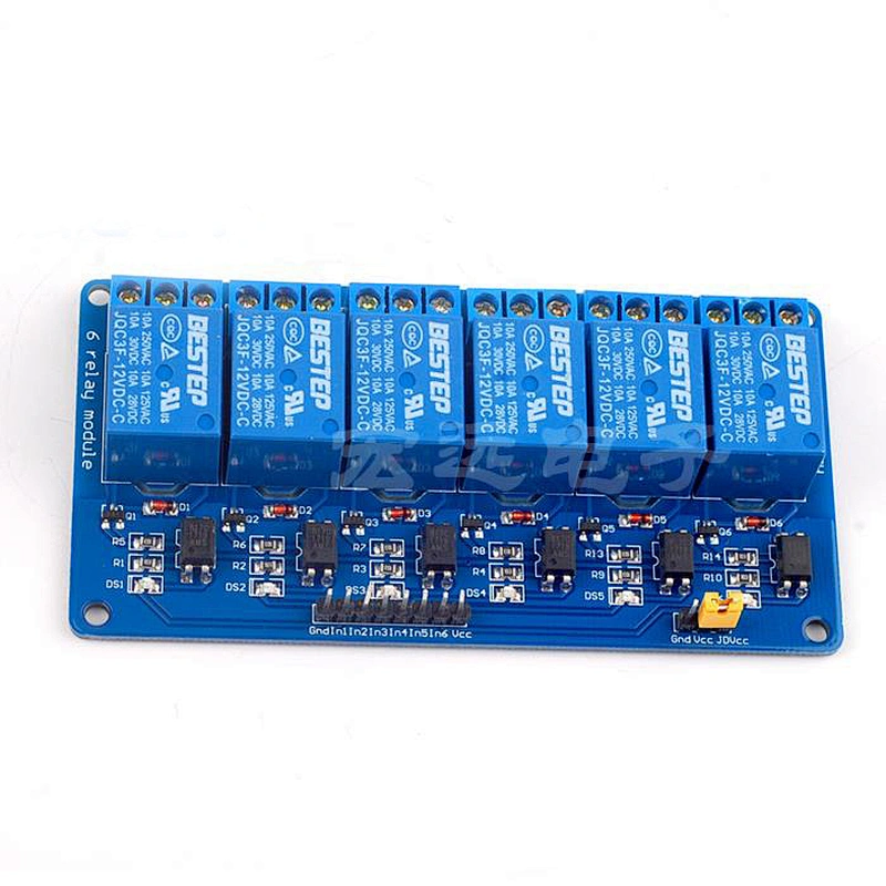 12V 6Channels Optocoupler isolation Relay Low Level
