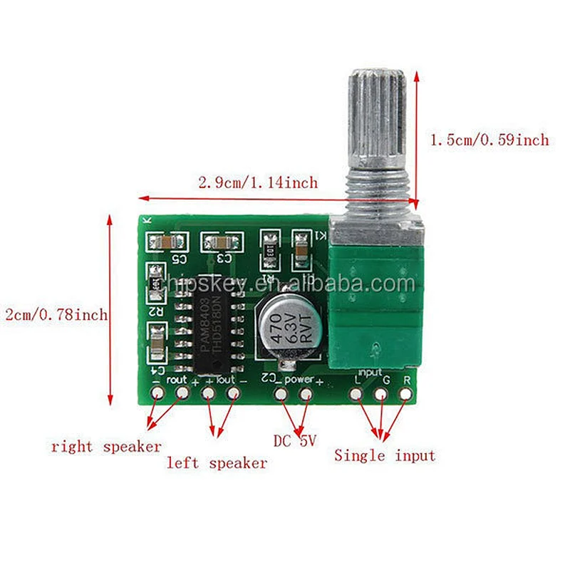 PAM8403 5V Digital Amplifier Board USB Power Supply