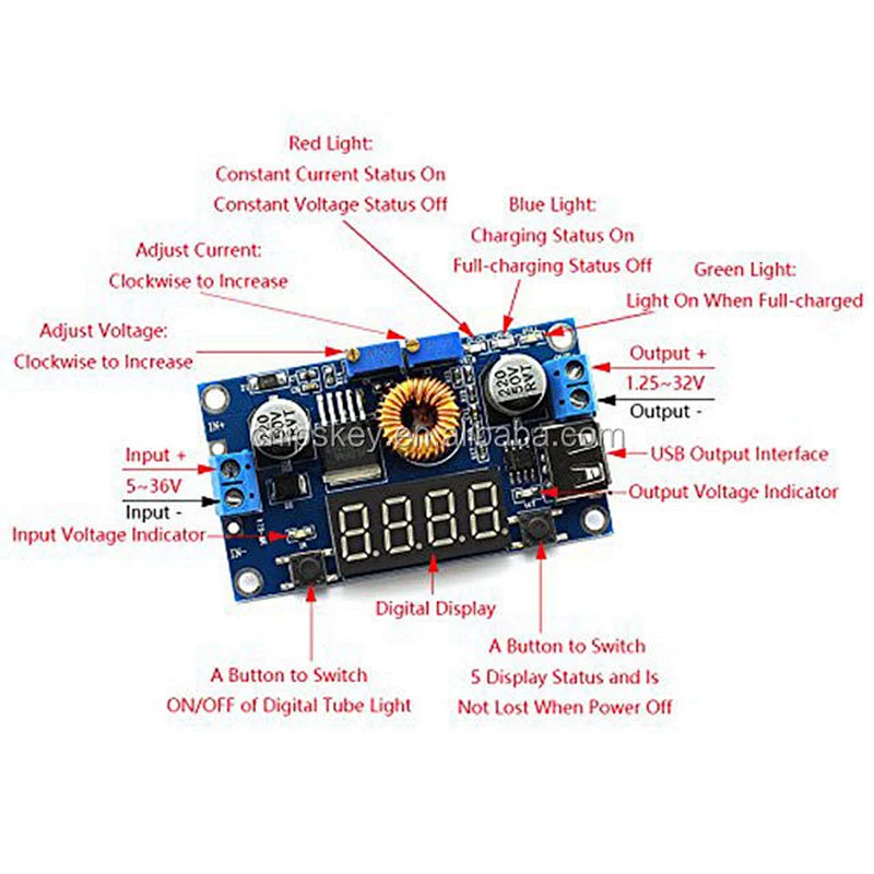 LM2596 DC Buck Volt Regulator Converters Constant Voltage & Current 5-36V to 1.25-32V 5A 75W Step Down LED Driver Switching Powe