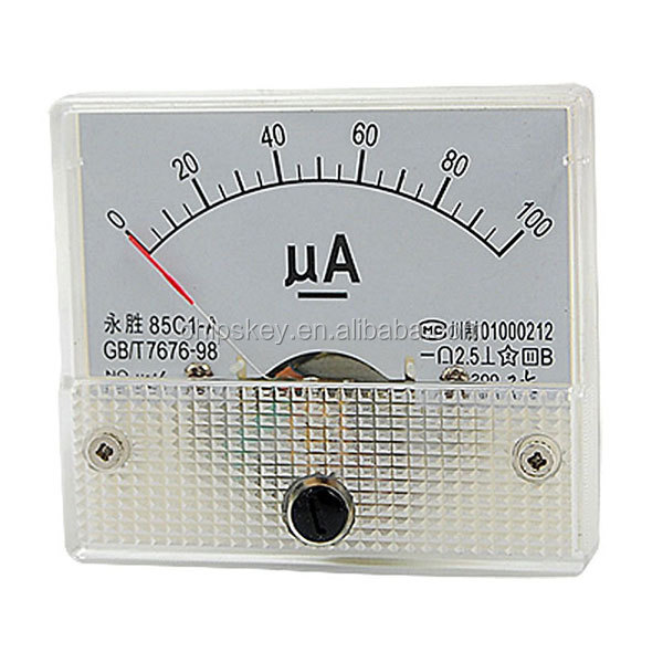 85C1-UA DC Analog Panel Meter Ammeter Gauge 50UA 100UA 200UA 500UA