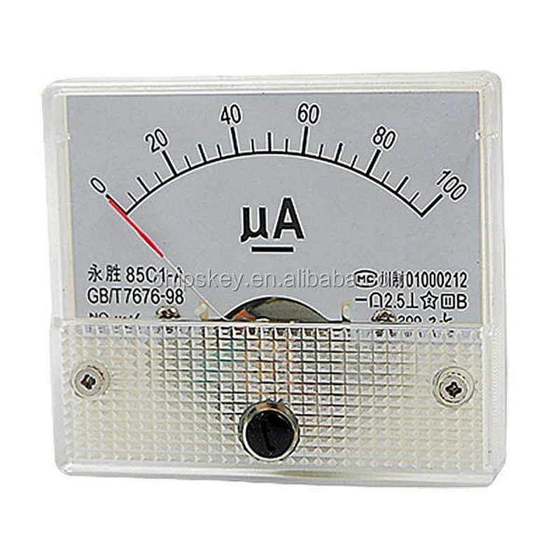 85C1-UA DC Analog Panel Meter Ammeter Gauge 50UA 100UA 200UA 500UA