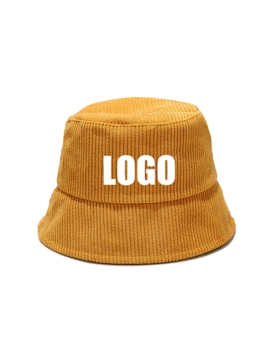 white corduroy bucket hat