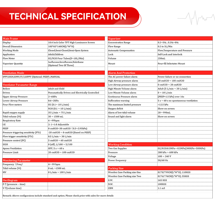 anesthesia machine gsm-iiia technical specification
