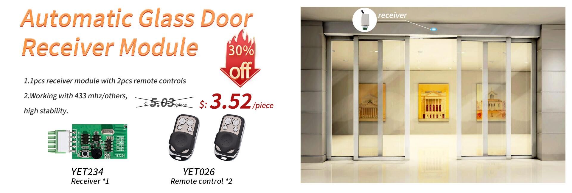 YET234 Automatic Glass Door Receiver Module with Transmitter
