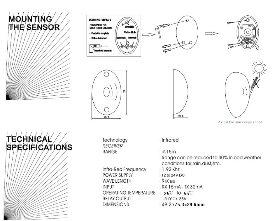 small 1 beam automatic sensor