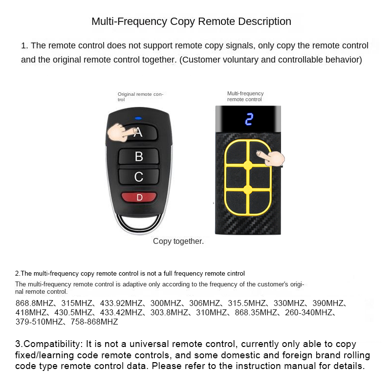 Copy Wireless Remote Control Duplicator
