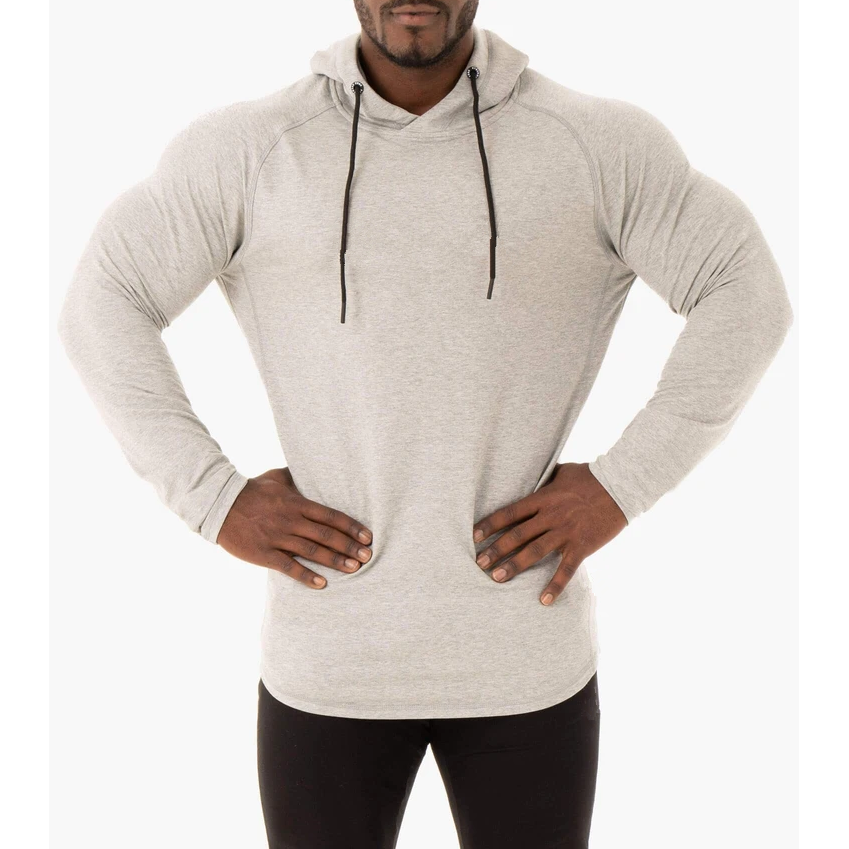 High Quality Men Curved Hem Muscle Fit Sports Gym Drawstring Hoodies