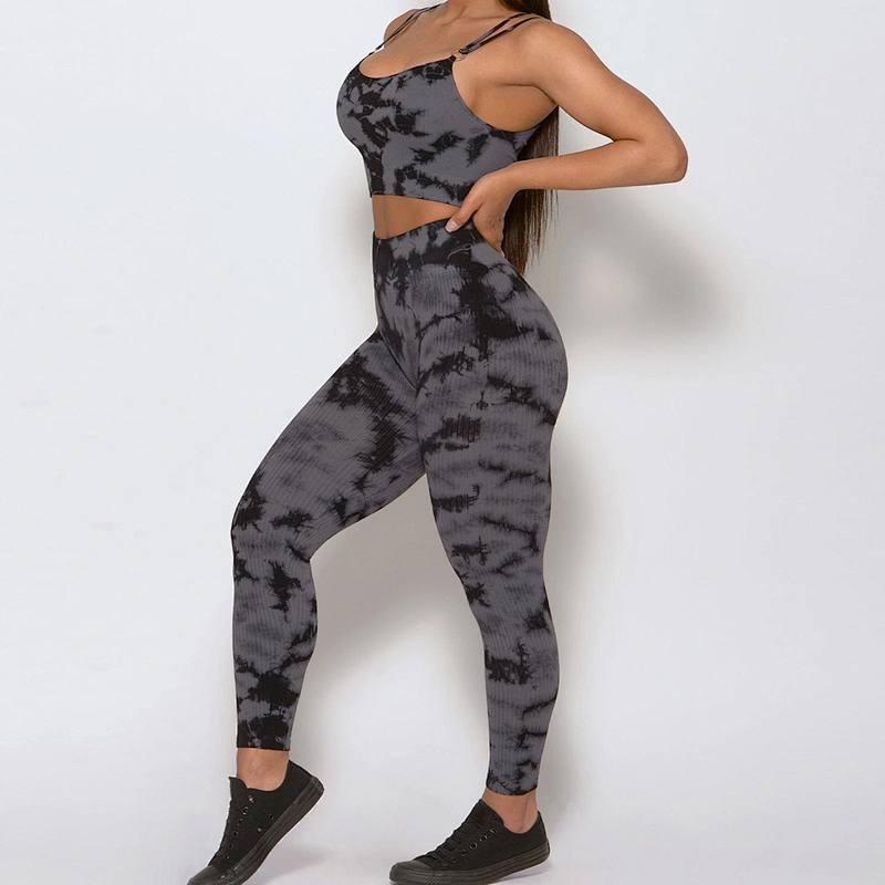 Women Clothing Sports Top And High Waisted Workout Leggings Yoga Set