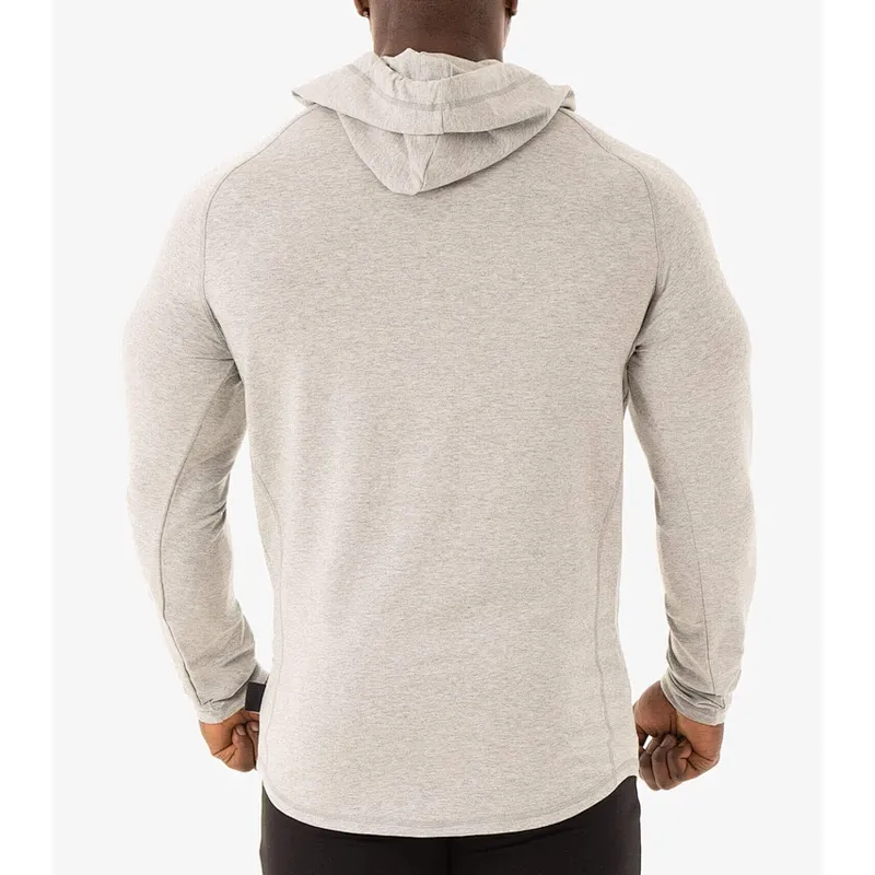 High Quality Men Curved Hem Muscle Fit Sports Gym Drawstring Hoodies