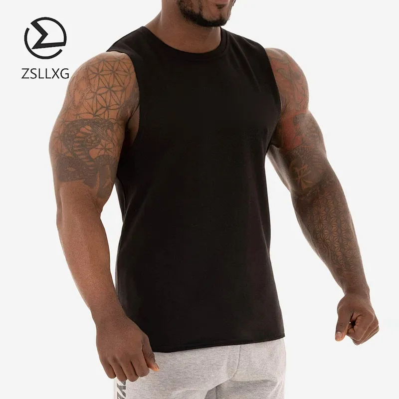 OEM Blank Sleeveless Gym Vest Solid Color Bodybuilding Fitness Men Tank Top