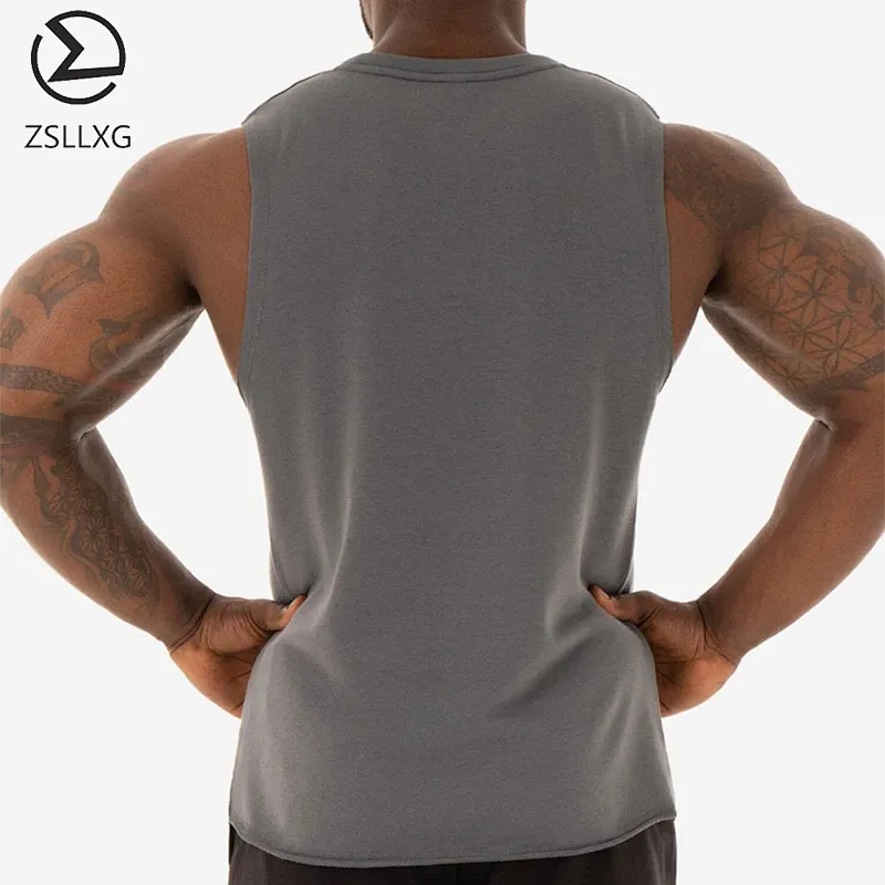 OEM Blank Sleeveless Gym Vest Solid Color Bodybuilding Fitness Men Tank Top