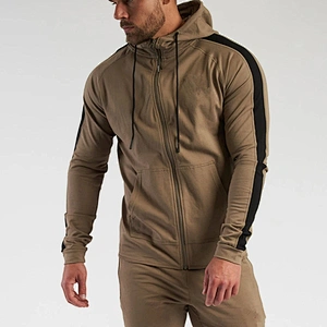 OEM Wholesale Zip Up Workout Sport Sweatshirts Autumn Men Gym Running Track Hoodie