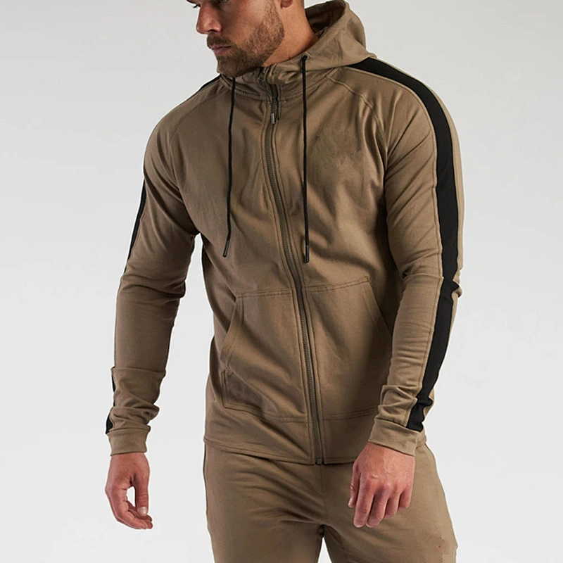 OEM Wholesale Zip Up Workout Sport Sweatshirts Autumn Men Gym Running Track Hoodie
