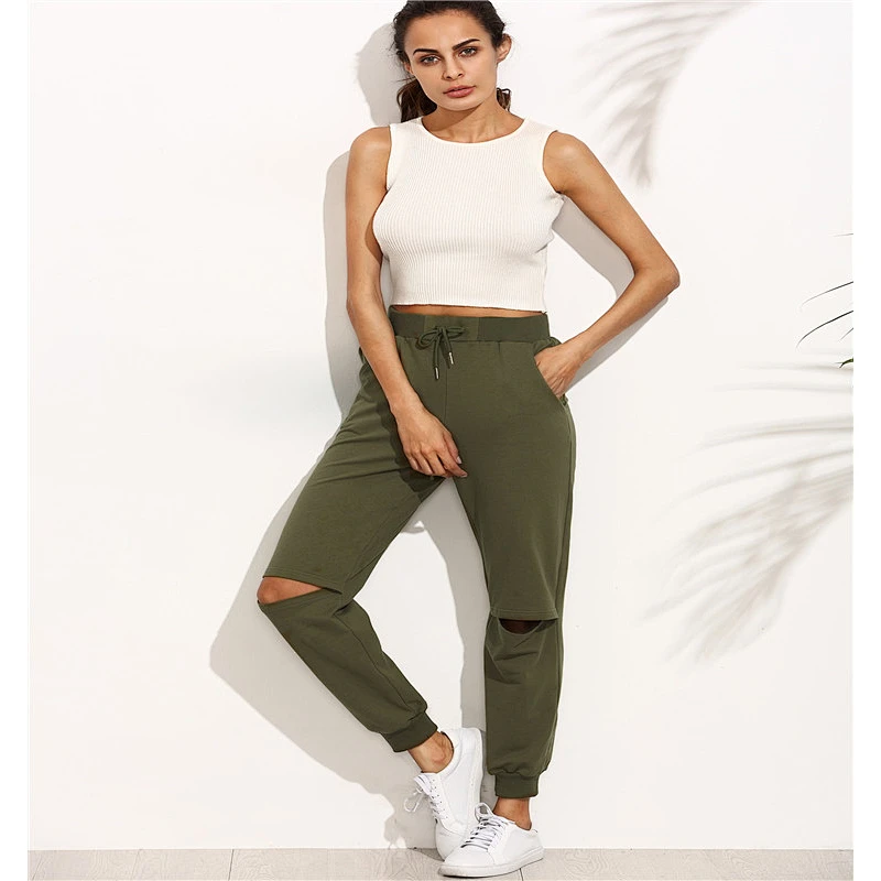 Women Custom Fashion Fitness Gym Running Ripped Jogger