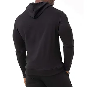 Oversized Gym Black Contrast Stitch Pullover Mens Athletic Fleece Hoodie