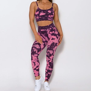 Women Clothing Sports Top And High Waisted Workout Leggings Yoga Set